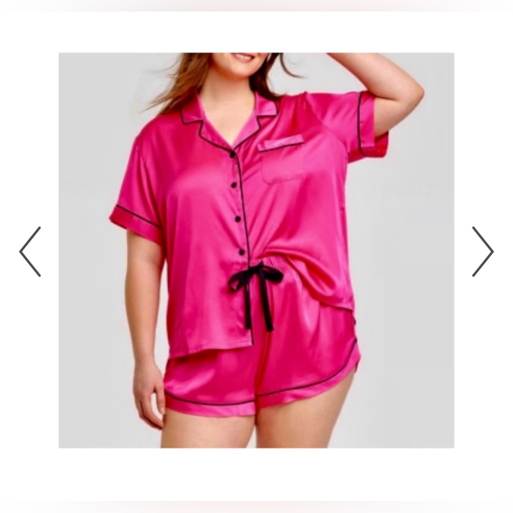 stars above hot pink silk pajama set